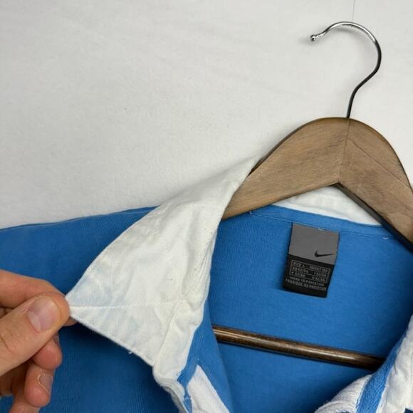 Vintage Nike Italy Rugby Shirt mens Large Blue Embroidered Logo Shield y2k 2000s - Picture 9 of 10